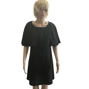 KENSIE black cape dress button front fully lined